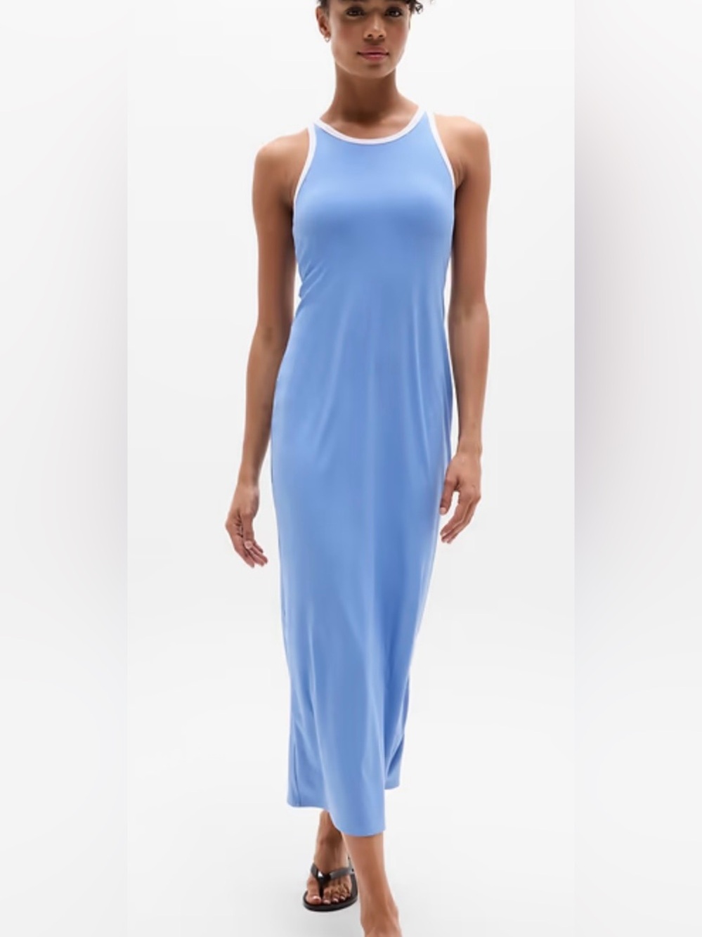 Athleta Signature Rib Blue Maxi Dress in Size Medium
